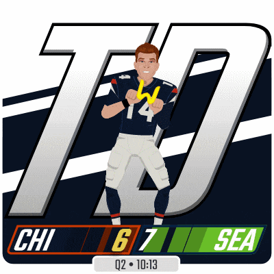 a cartoon drawing of a football player wearing a number 14 jersey