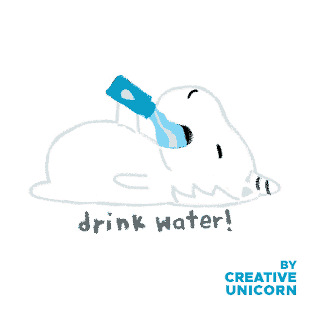 a drawing of a polar bear drinking water with the words " drink water " below it