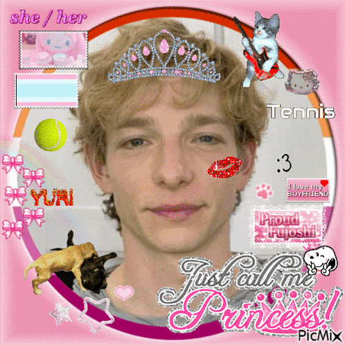 a picture of a man wearing a tiara with the words just call me princess
