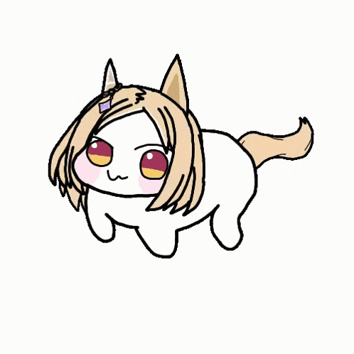 a drawing of a cat with a tail and ears .