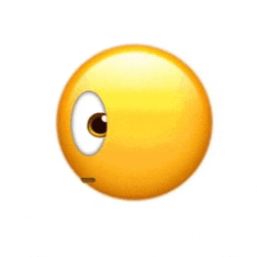 a yellow smiley face with a white eye and a nose .