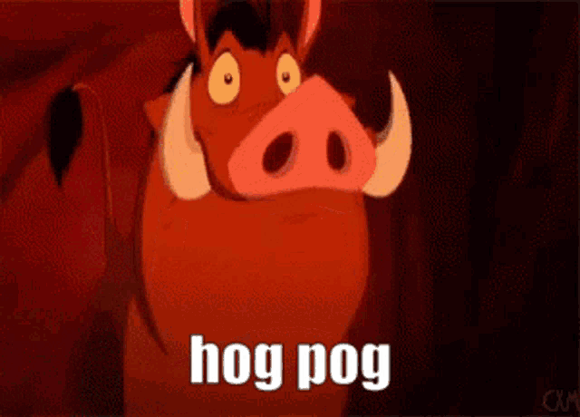 a cartoon of a pig with the words hog pog written on it