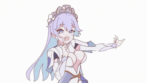 a drawing of a girl with long purple hair