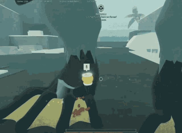 a screenshot of a video game shows a person standing next to a yellow object