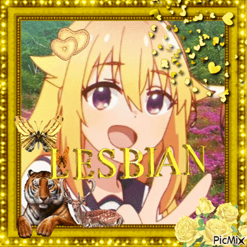 a picture of a girl with the word lesbian in the corner