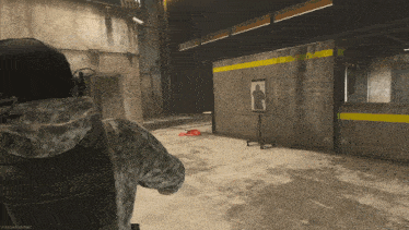 a screenshot of a video game shows a target on a wall