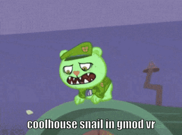 a cartoon of a snail with the words coolhouse snail in gmod vr
