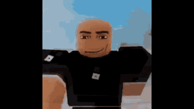 a close up of a roblox character 's face with a smile on it .