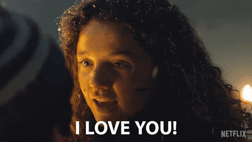 a woman says " i love you " in a netflix ad
