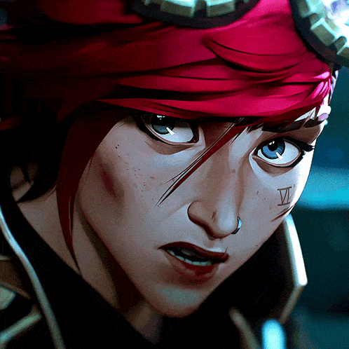 a close up of a woman 's face with a tattoo of the roman numeral vi on her forehead