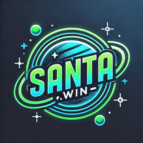 a logo that says santa win on a blue background