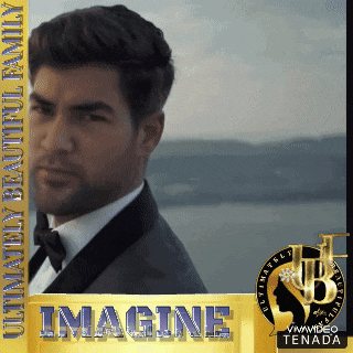 a picture of a man in a tuxedo with the words imagine written on it