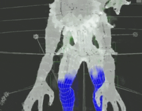 a computer generated image of a monster 's legs and arms .