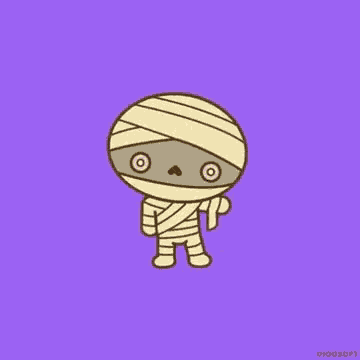a cartoon of a mummy with a bandage on his head .