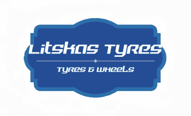 a blue sign that says lithas tyres tires & wheels