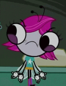 a cartoon bug with pink hair and a star on her shirt