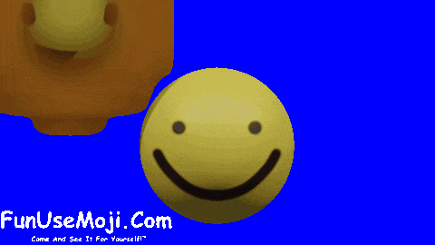a blue background with a smiley face and funusemoji.com