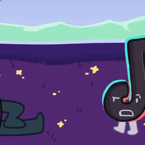 a cartoon drawing of a musical note with a sad face