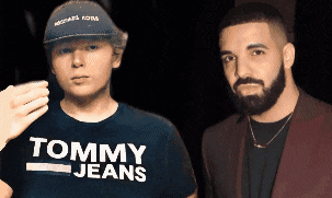 a man wearing a tommy jeans shirt is next to a man wearing a michael kors hat