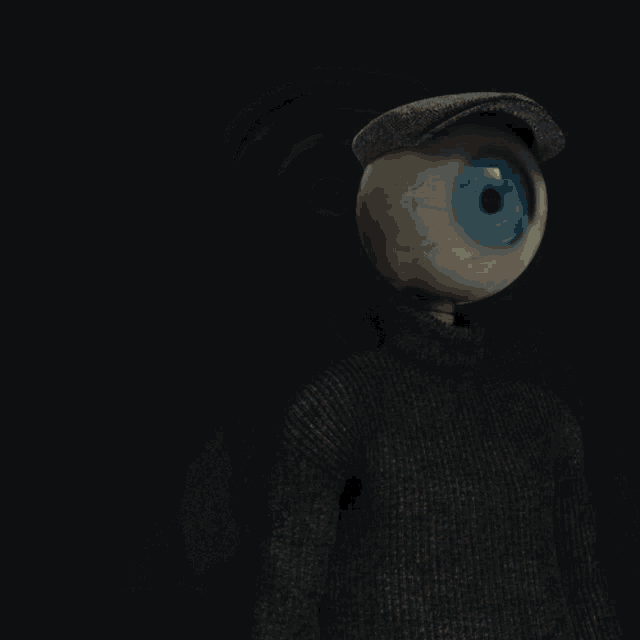 a skeleton with a large eye on his head and a skeleton hand