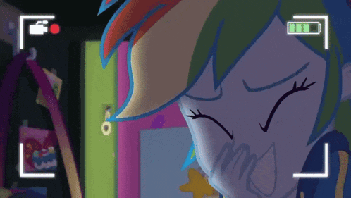 rainbow dash from my little pony is taking a picture of herself with her eyes closed