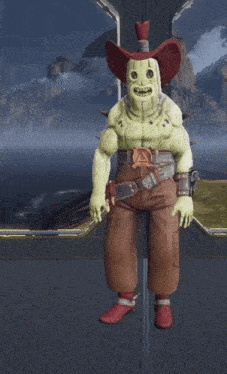 a cartoon character wearing a red cowboy hat