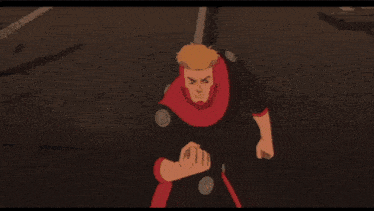 a cartoon character with horns and a crown on his head is sticking his tongue out