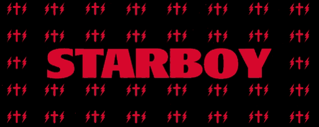 the word starboy is surrounded by red lightning bolts on a black background