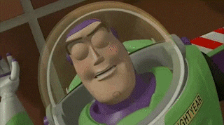 a close up of buzz lightyear 's face with his eyes closed