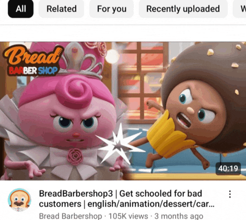 a bread barber shop video is being played