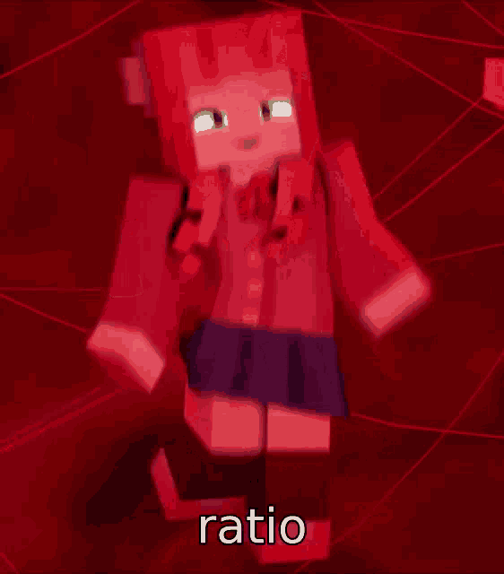 a minecraft character with the word ratio written on the bottom