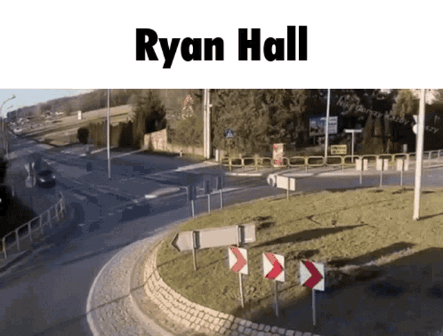 a picture of a roundabout with ryan hall written on the top