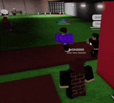 a screenshot of a video game shows a man wearing handcuffs and the words shop and stop