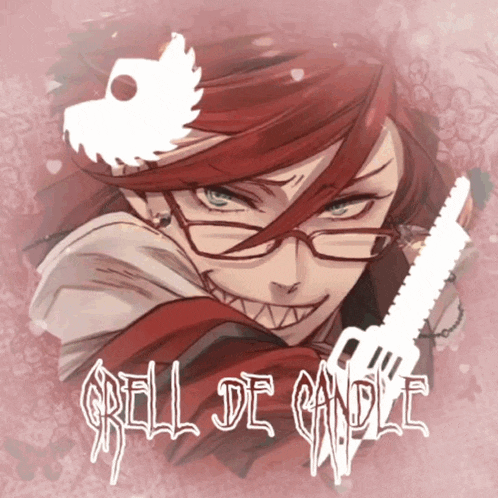 a drawing of a man with glasses and the words grill de candle on the bottom