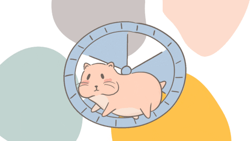 a hamster in a wheel that says loading
