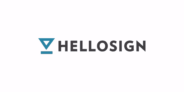 a logo for hellosign with a blue arrow