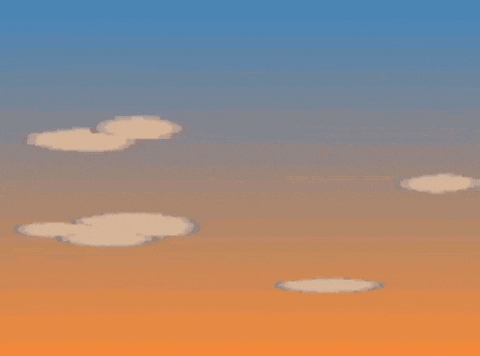 a cartoon illustration of a sunset sky with clouds in it