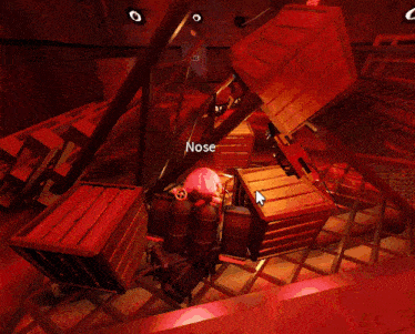 a computer generated image of a person in a video game with a red background
