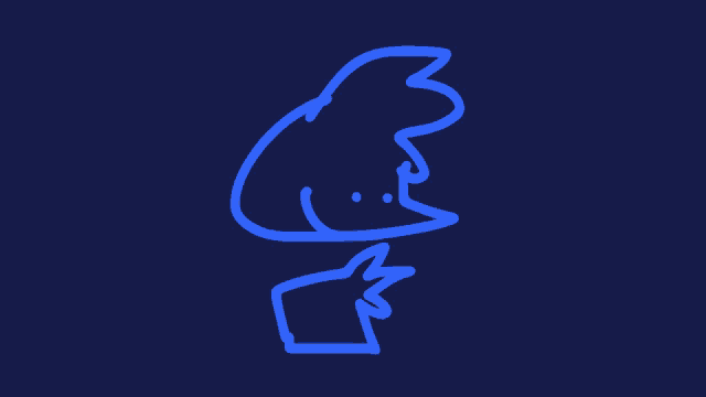 a blue drawing of a person giving a thumbs up on a dark blue background