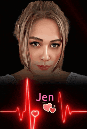 a woman with the name jen written on her face