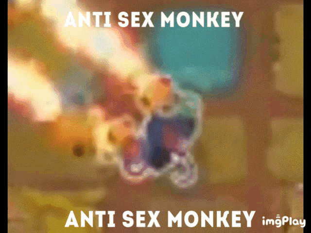 a picture of a monkey with the words anti sex monkey on it