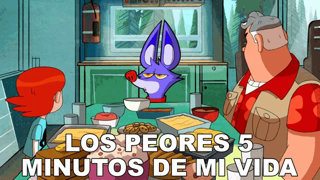 a cartoon scene with the words los peores 5 minutos de mi vida at the top