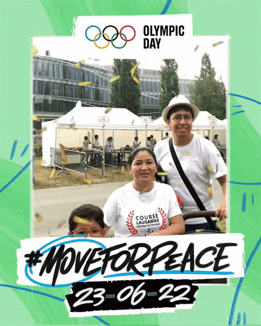 a poster for olympic day shows a man and woman