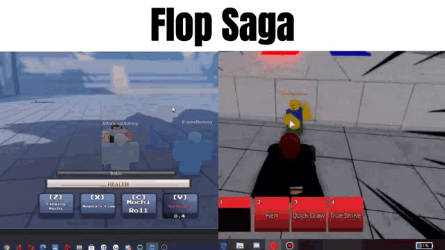 a screenshot of a video game with the words flop saga on the top