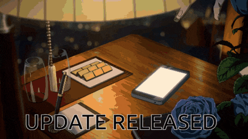 a cartoon drawing of a desk with the words update released
