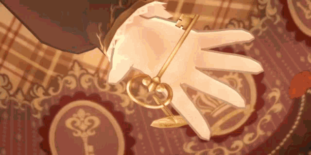 a person is holding a key in their hand in a video game .