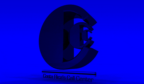 the costa rica 's call center logo is displayed on a blue background
