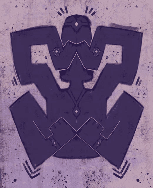 a purple drawing of a person with a diamond in their head