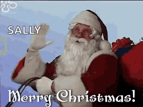 a picture of santa claus with the words merry christmas written on it .