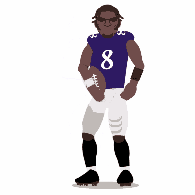 a cartoon drawing of a football player with the number 8 on his jersey